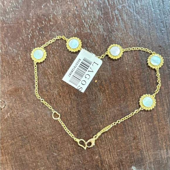 LAGOS Caviar 18K  Yellow Gold Covet Mother Of Pearl Five Station Bracelet - Picture 11 of 15